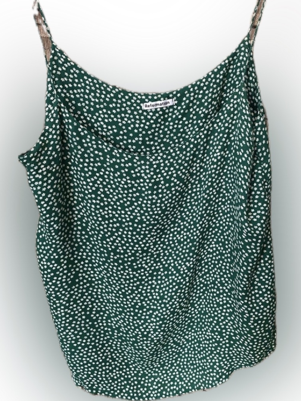 Reformation Emerald Green Floral Spaghetti-Strap Cami